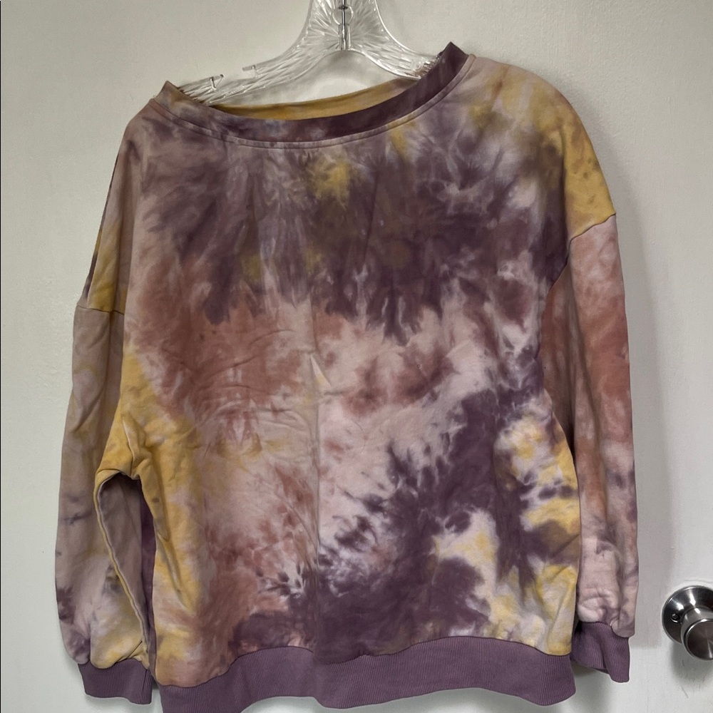 Over Sized Tie-Dye Sweatshirt in Purple and Yellow